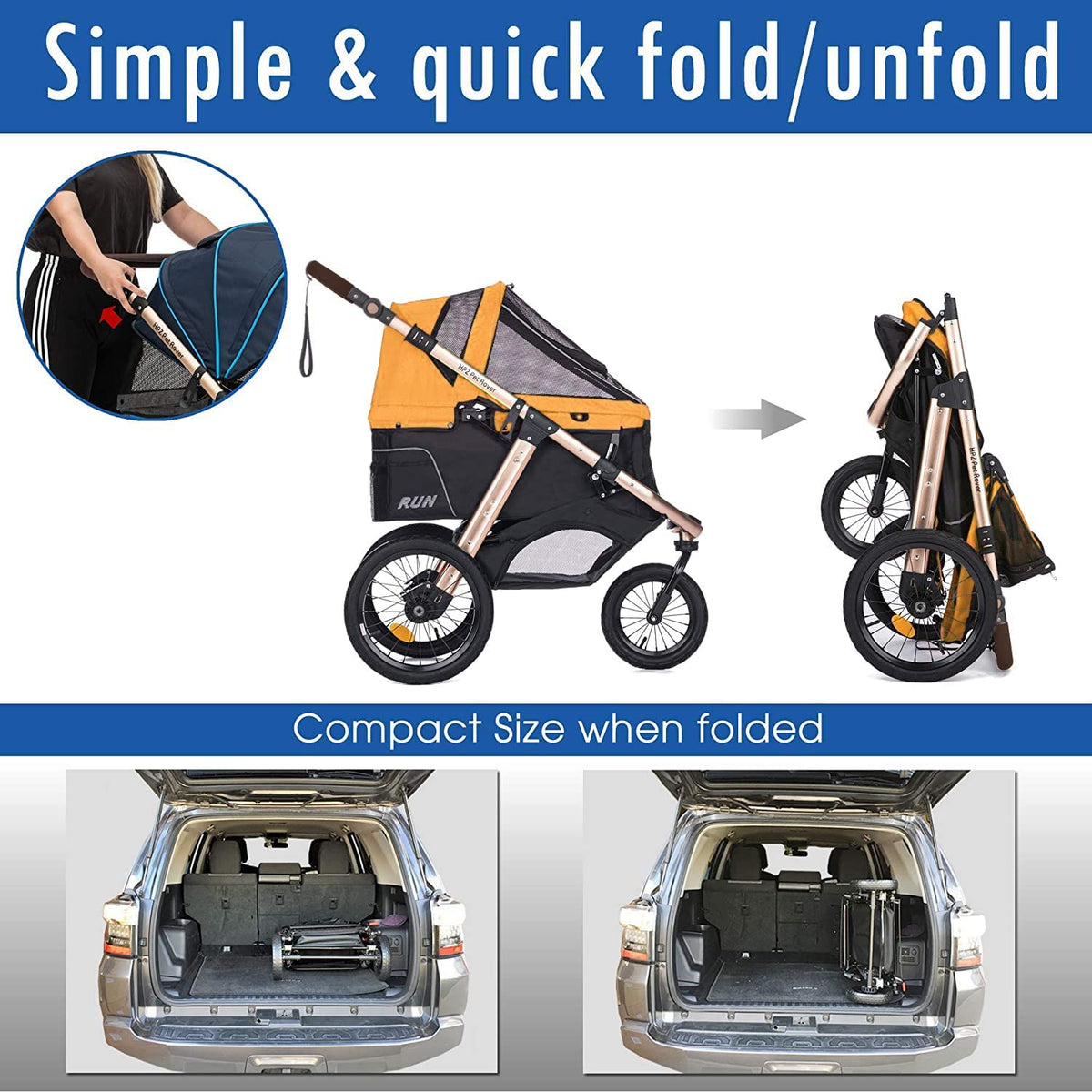 Sportive Car to Run with Confort Rubber Wheels / Quick Pledge with One Hand / Aluminium Structure for Dogs, Cats and Small or Medium Pets (Green Camouflage)
