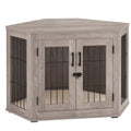 Furniture for Dog Cage Unipaws, Wood Cachor and Dog Cage, Pets Cage for Limited Spaces, Medium Size, Age Grey
