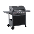 Gas Barbecue 5 Burners + 1 Lateral Fire, Black