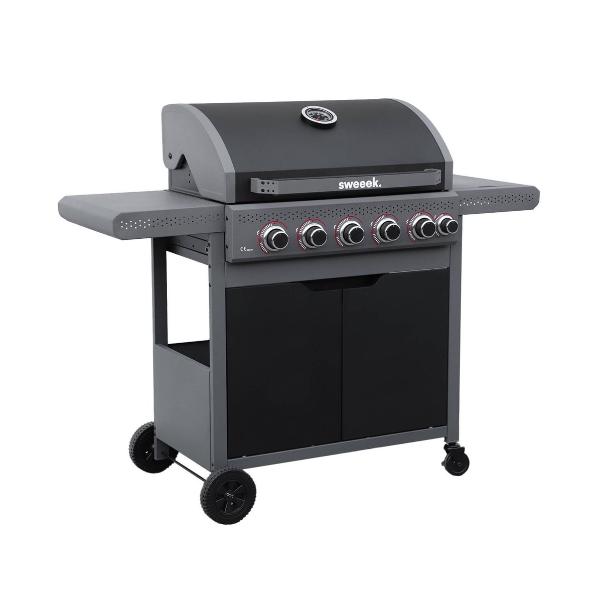 Gas Barbecue 5 Burners + 1 Lateral Fire, Black