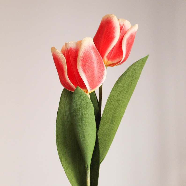 Crepe paper flowers, bouquet of realistic tulips, wedding decoration
