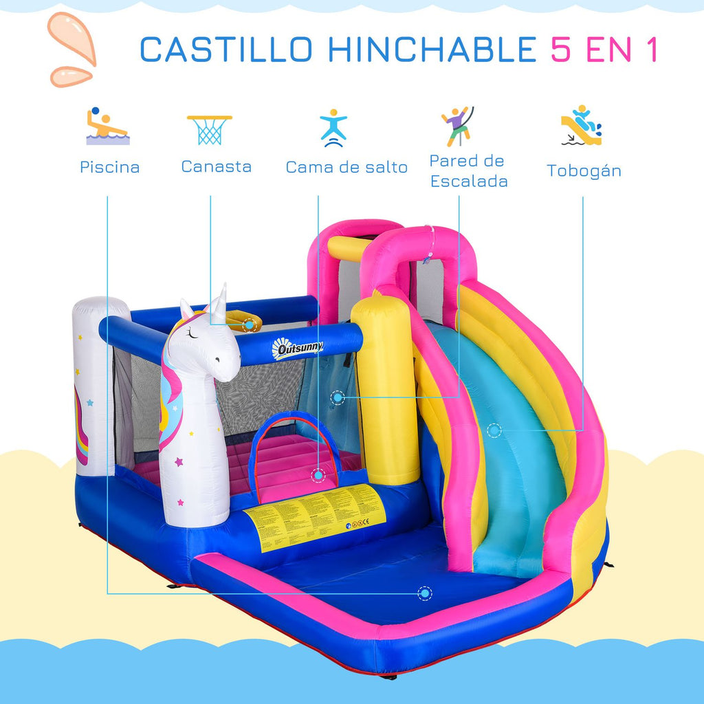 Children's Hincting Castle With Tobogan and Uutunny Multicolor Pool