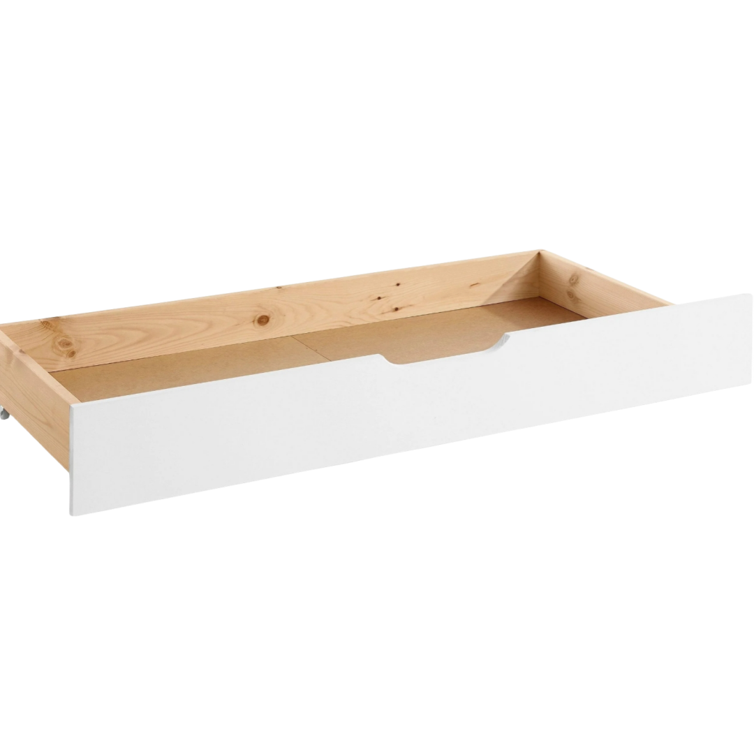 Auz white pine wood bed, 130 cm long =