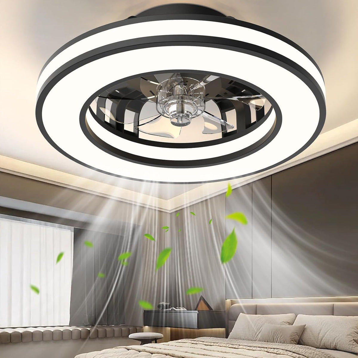 Lamp Ventilation with Light 40.5 cm, 20 W Silent Ventilator, 3000K-4000K-6500K, 6 Velocities with Remote Control, Timer, Light Memory, Reversible Ventilation