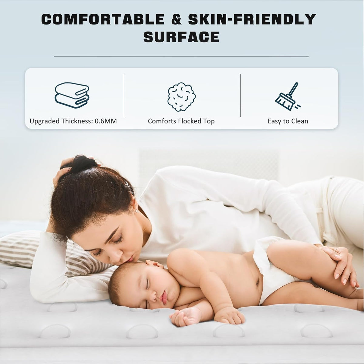 Inflable NALONE, Inflable bed with Inflable Pump, Inflated in Only 3 Minutes, for Guest or Home Use, 203 x 152 x 46 cm, Maximum weight 310 kg, Double bed