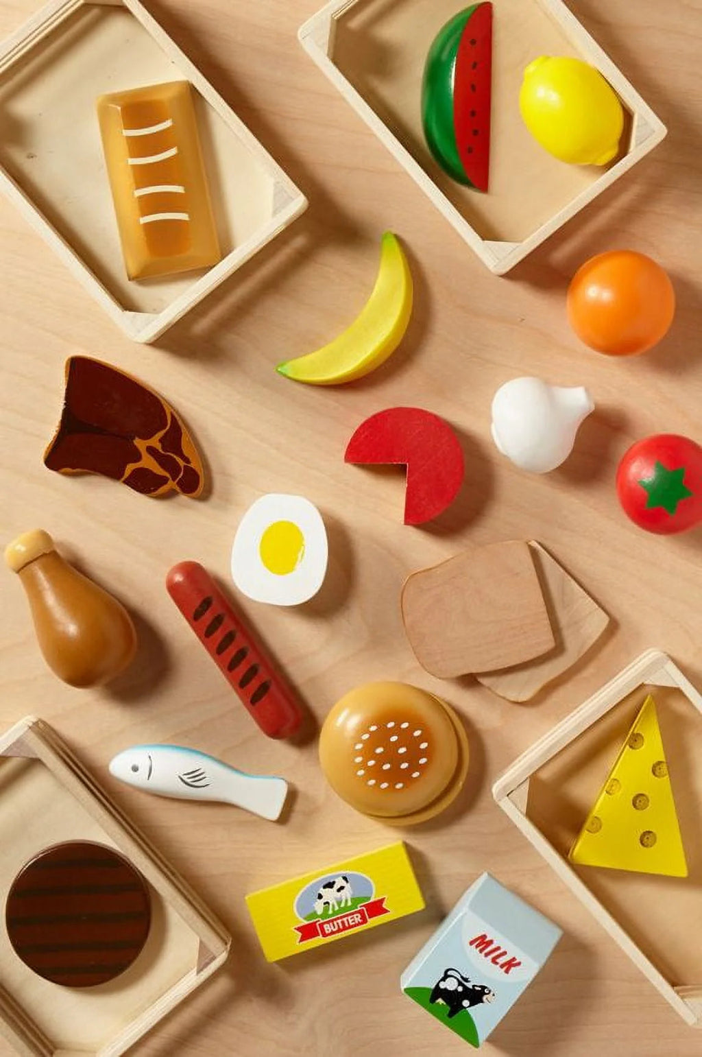 Melissa & Doug Food Groups - 21 Wood Parts and 4 Boxes, Multicolor