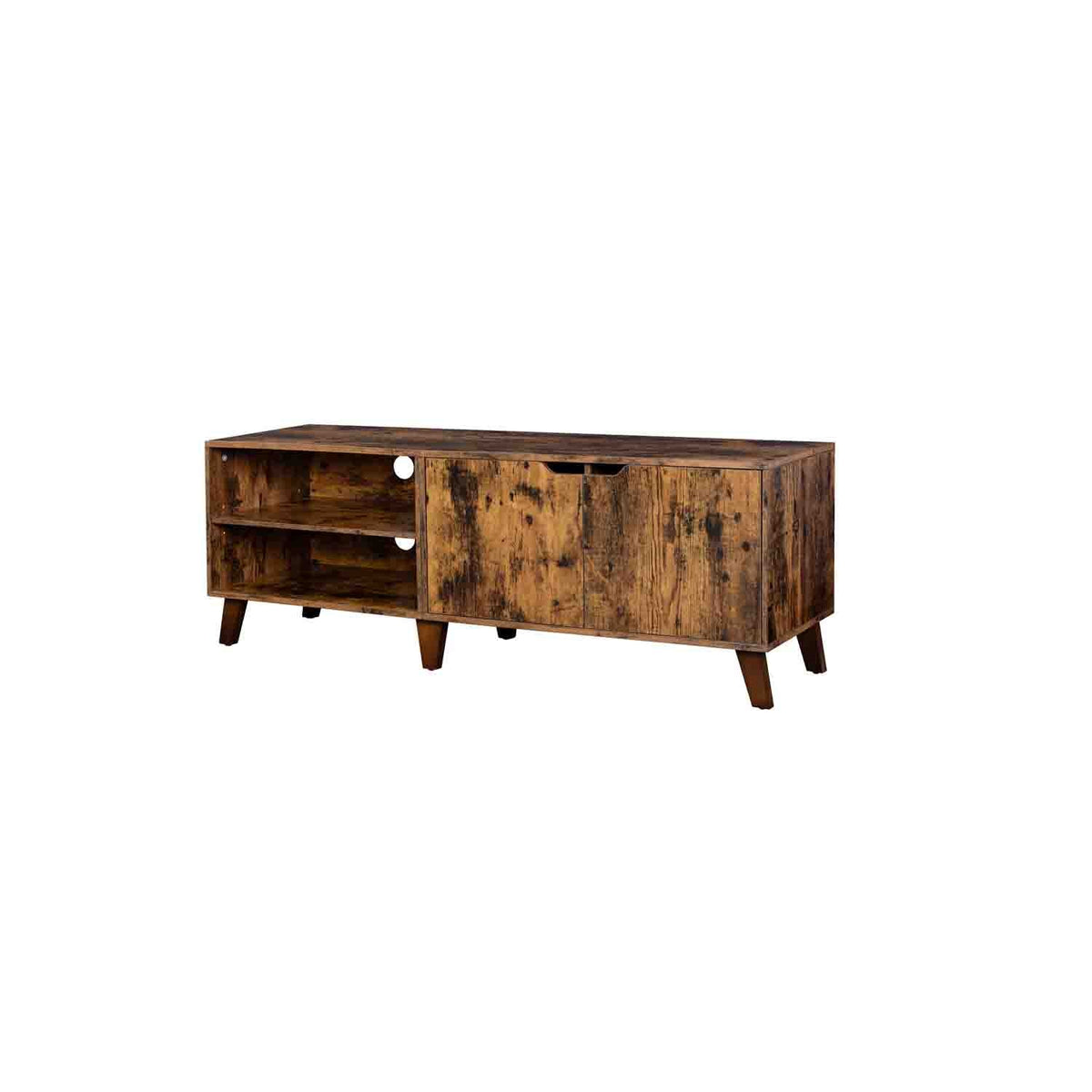 2-door TV furniture with white adjustable shelves