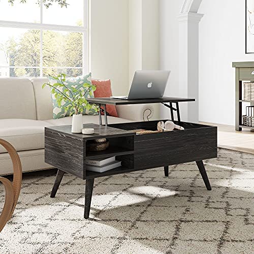 WLIVE Centre table with high cover, Hidden compartment and Adjustable storage shelf