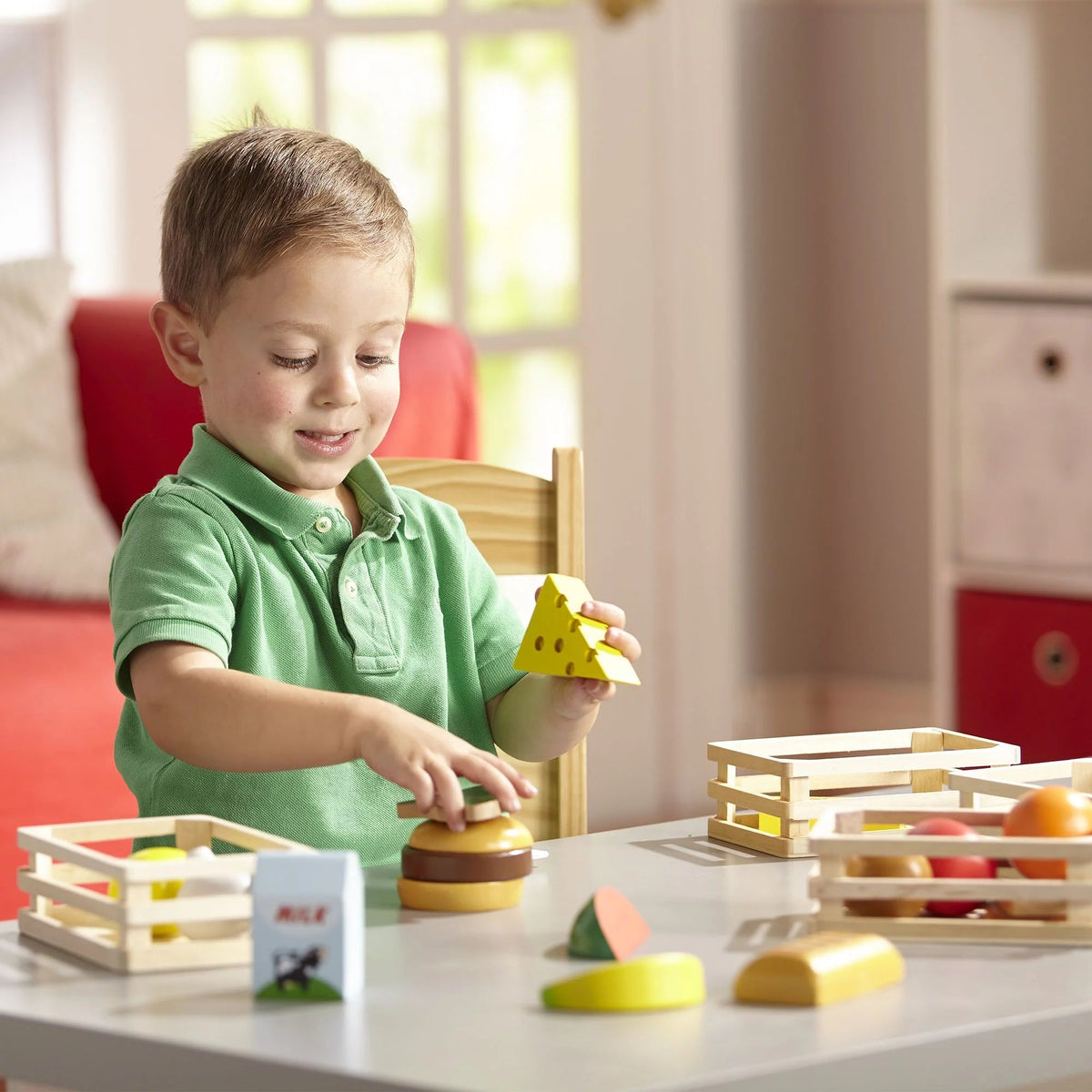 Melissa & Doug Food Groups - 21 Wood Parts and 4 Boxes, Multicolor
