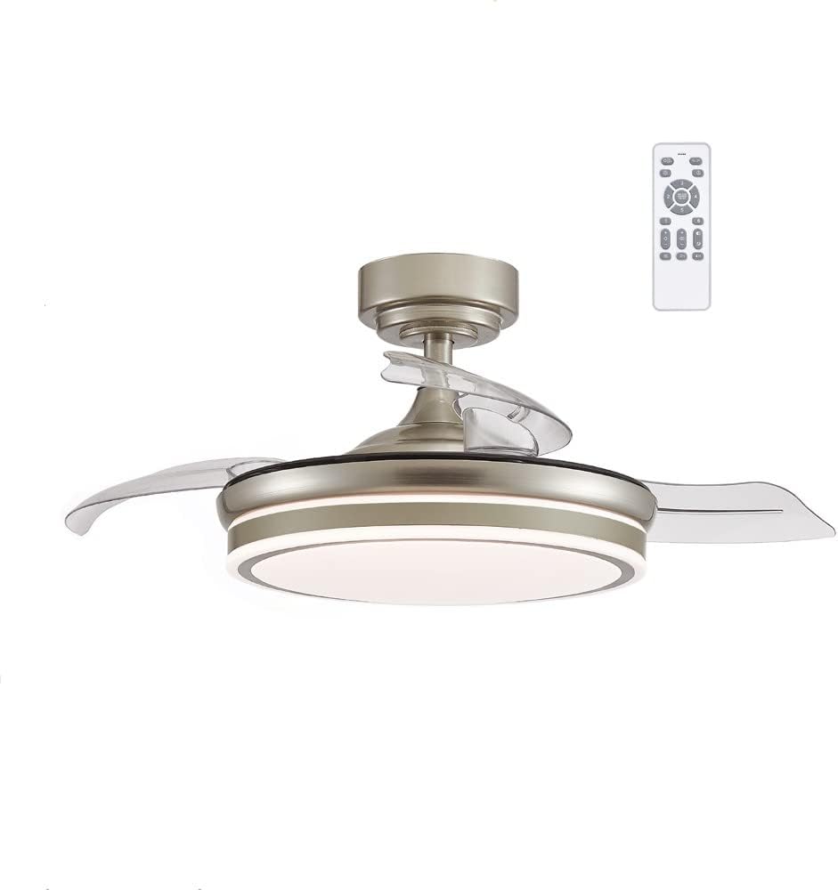 wonderlamp - LED Pearl Mini LED Light Fan, Retractable Asps, Very Silent DC Motor, 3 Adjustable Color Temperatures, 46W, White