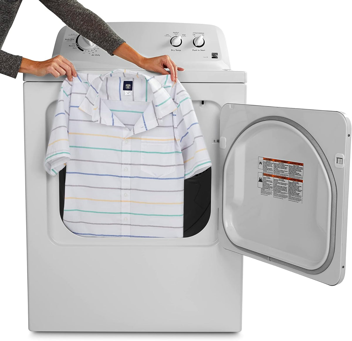 Kenmore Electric Dryer of 29 ″ Border Load with Wrinkle Guard Technology and Total capacity of 7.0 Cubic feet, White