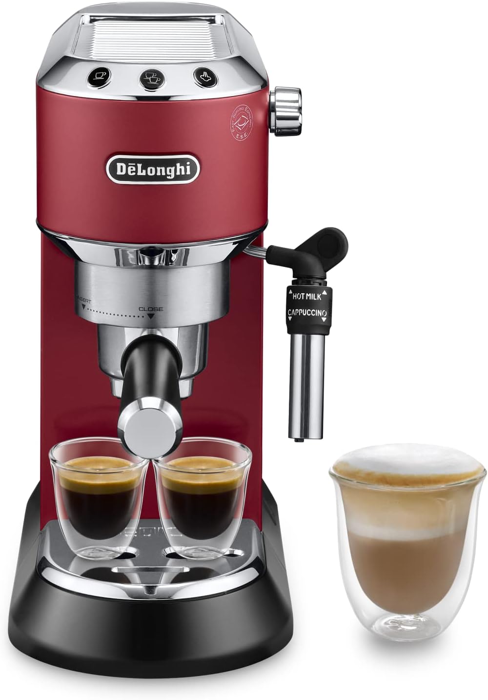 De 'Longhi Dedica - Inoxable Steel Pump Coffee Coffee Coffee Coffee, Espresso and Capuchino, 1.3 Litre Deposit, Antidote System, EC685.M Model, Metal Color