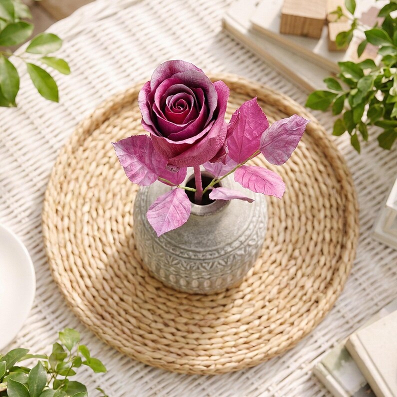 Crepe paper flowers, roses, bouquet, home decoration