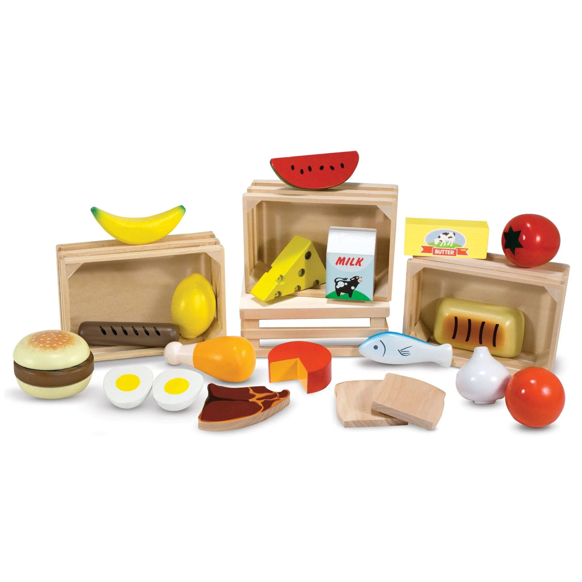 Melissa & Doug Food Groups - 21 Wood Parts and 4 Boxes, Multicolor