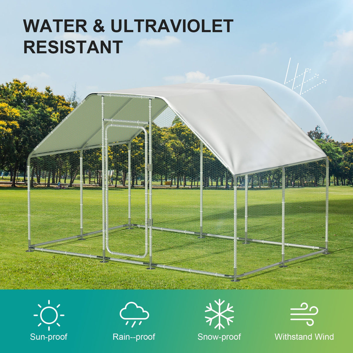 Grand Metal Chicken for 16 Chickens, Spire-shaped Bird Cage, Waterproof and Anti-Ultraviolet Cover for Outer Use in the Patio or Farm