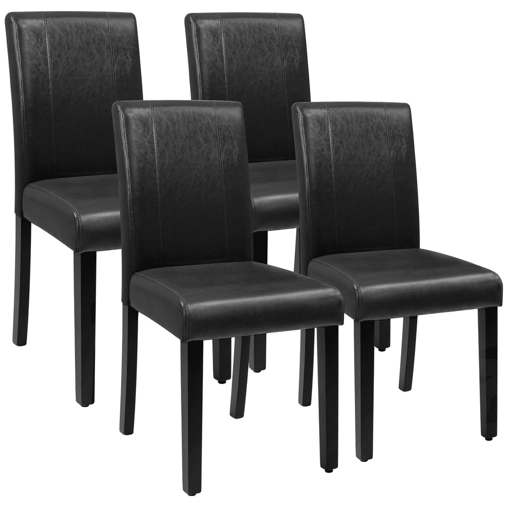 Pacoo Set of 4 Dining Chairs Urban Style PU with Wood Pats, Black