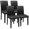 Pacoo Set of 4 Dining Chairs Urban Style PU with Wood Pats, Black