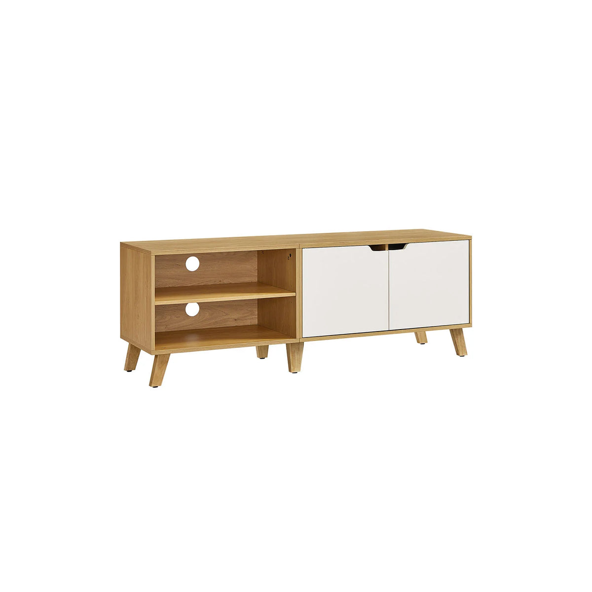 2-door TV furniture with white adjustable shelves