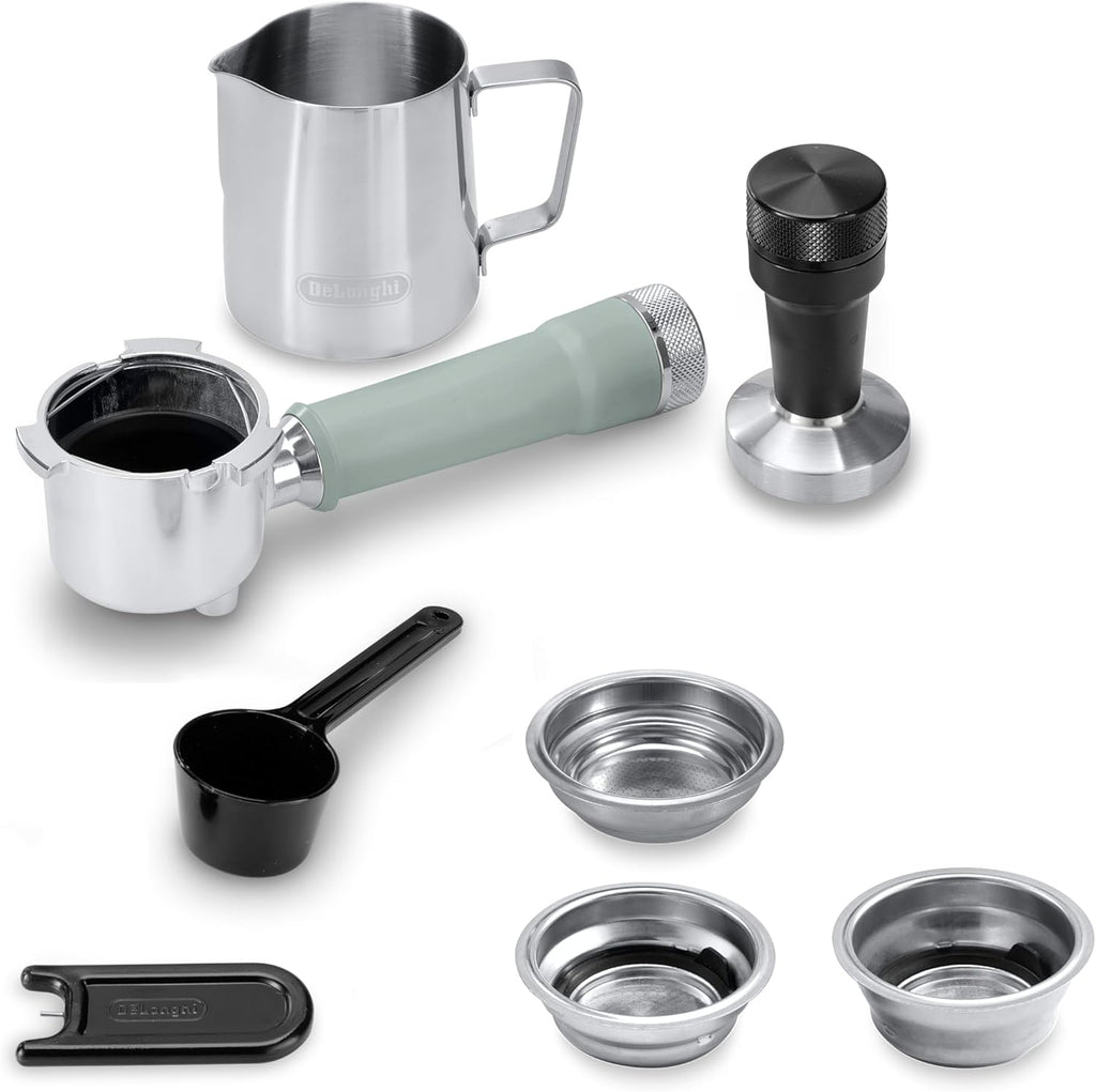 De 'Longhi Dedica - Inoxable Steel Pump Coffee Coffee Coffee Coffee, Espresso and Capuchino, 1.3 Litre Deposit, Antidote System, EC685.M Model, Metal Color