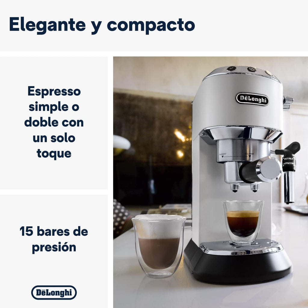 De 'Longhi Dedica - Inoxable Steel Pump Coffee Coffee Coffee Coffee, Espresso and Capuchino, 1.3 Litre Deposit, Antidote System, EC685.M Model, Metal Color