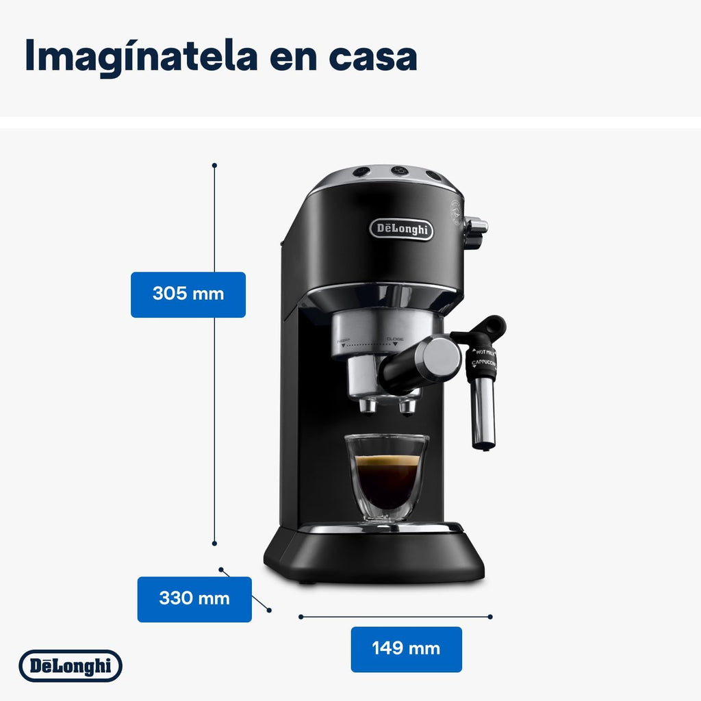 De 'Longhi Dedica - Inoxable Steel Pump Coffee Coffee Coffee Coffee, Espresso and Capuchino, 1.3 Litre Deposit, Antidote System, EC685.M Model, Metal Color