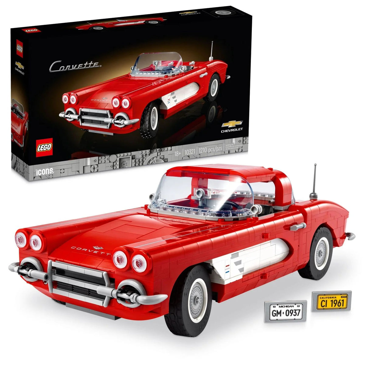LEGO Icons Corvette 10321 - Classic Car Building Set for Adults, Gift Idea for Classical Autos Lovers, Build and Exhibe this Replica of an American Auto Icon