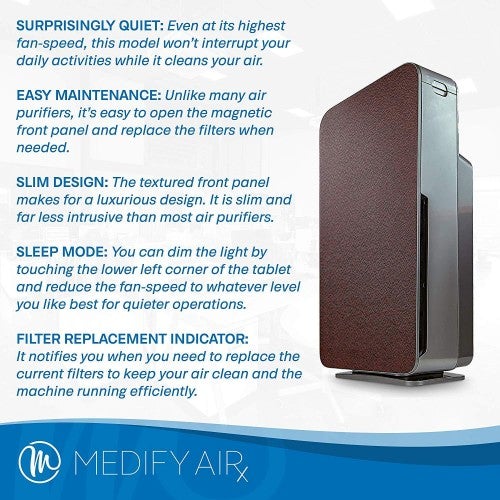 Measurement MAC-440 Luxury Spa 4 in 1 Air Purifier - 124; Humidifier - 124; Wireless Tablet with Sonic Landscapes - 124; Filtration of Medical Grade H13 for 55 m ².