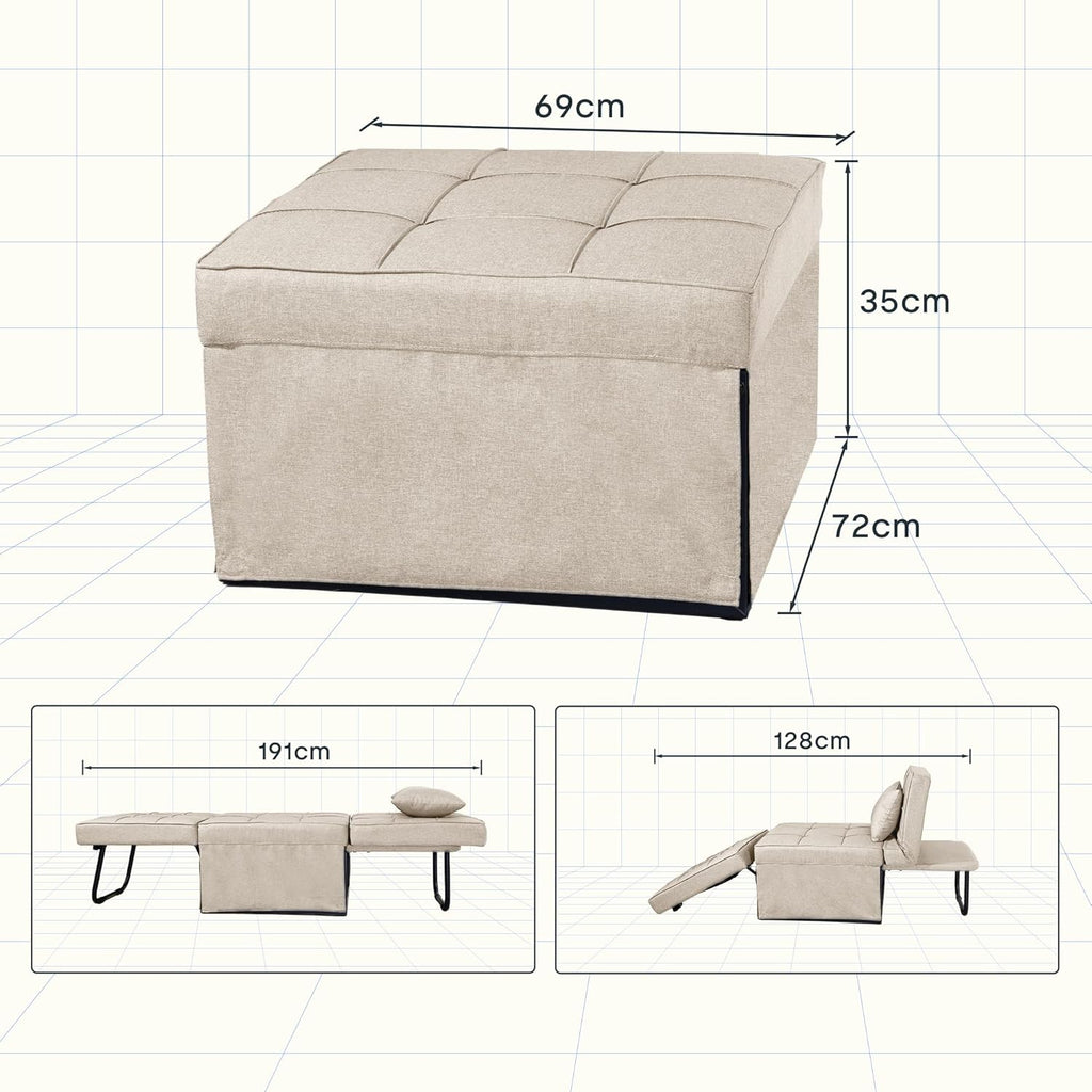 FLEXISPOT Sofa Bed Extendable Folding Sleeping Chair with Bed Function, Chair Beds with Function, Convertible Bed Chair, Load Capacity 300 kg, Grey