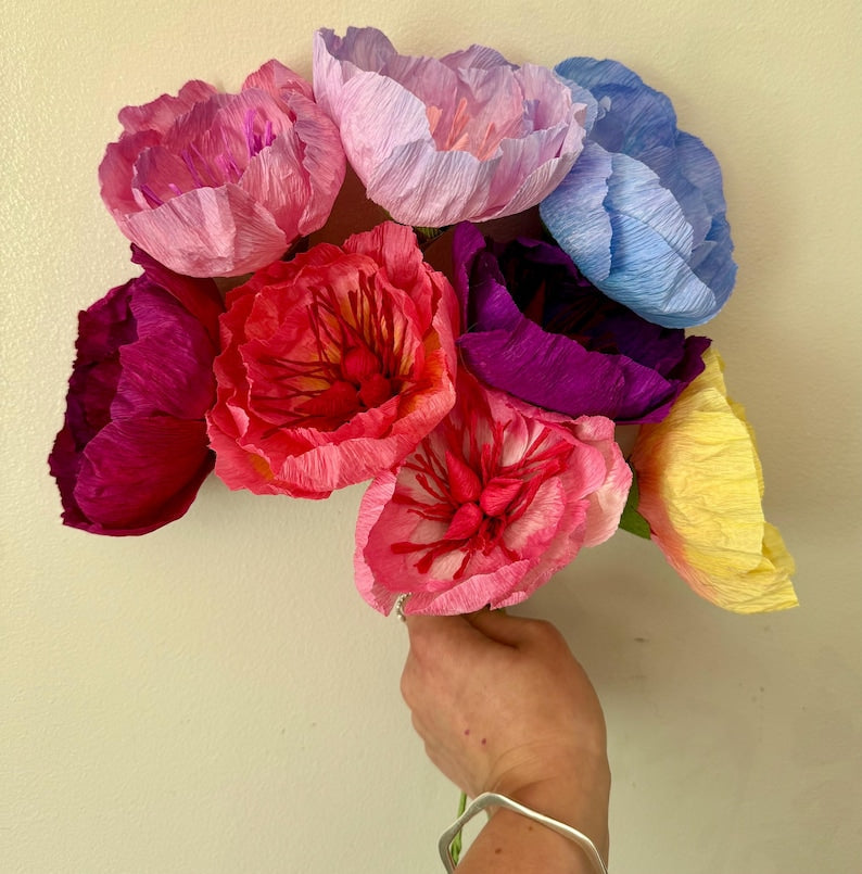Crepe paper flowers, open peony, wedding decoration