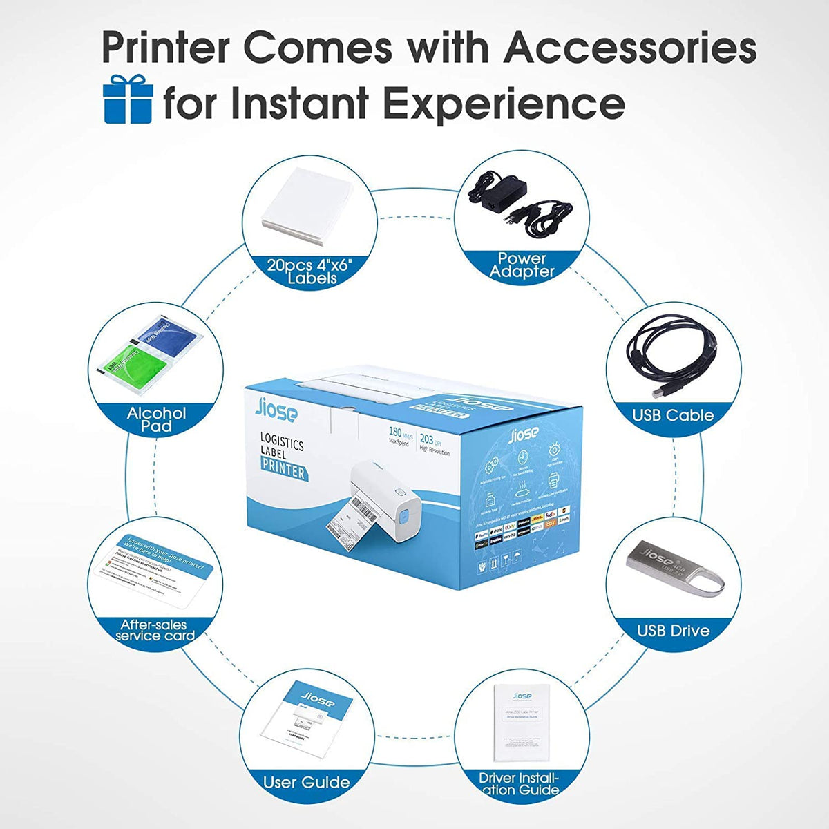 Jiose Shipping Tags Printer, Thermal Machine to Print Tags