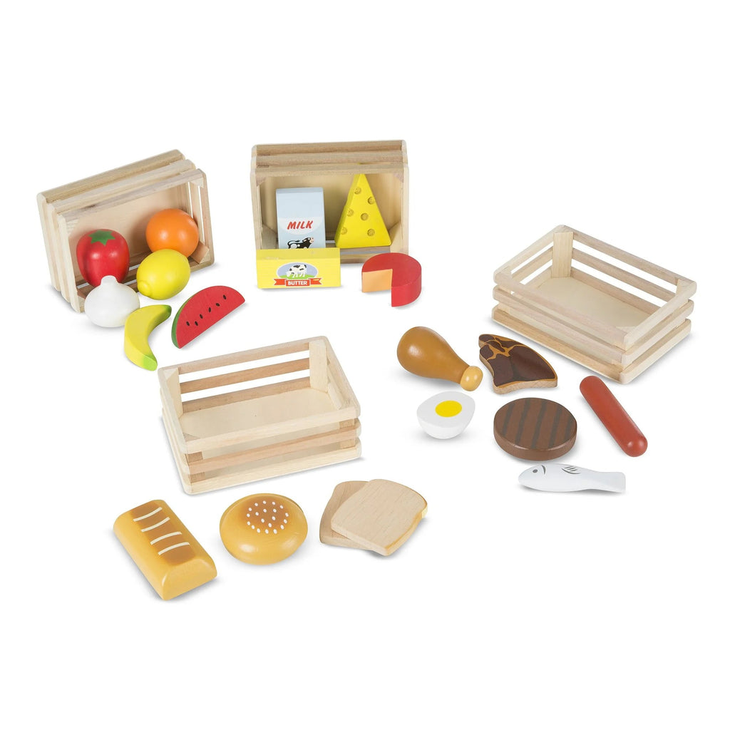 Melissa & Doug Food Groups - 21 Wood Parts and 4 Boxes, Multicolor