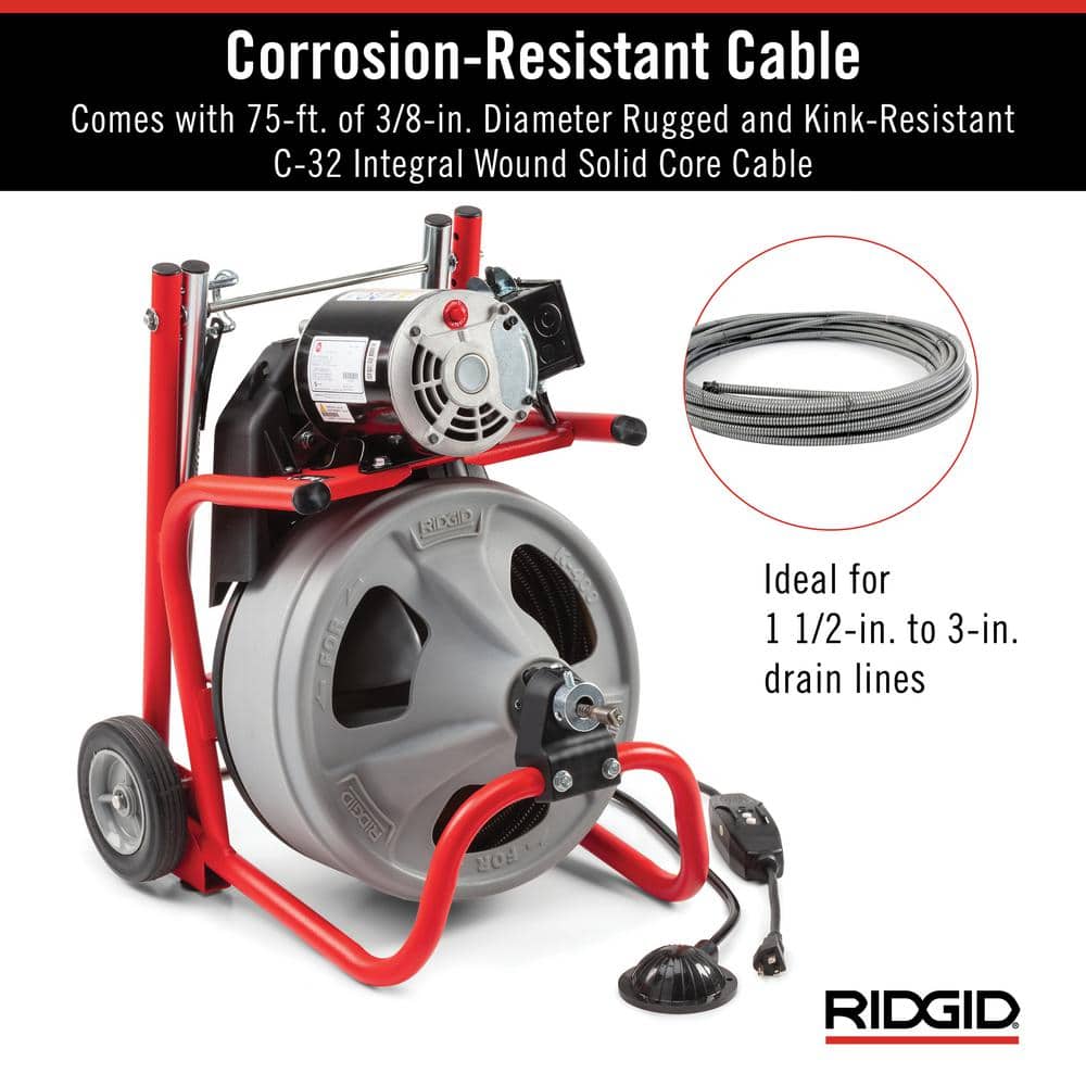 K-400 120 Volt Drill Untying Machine with 3 / 8 inch C-32IW Cable. x 75 ft + 4 Piece and Glove Tools 52363