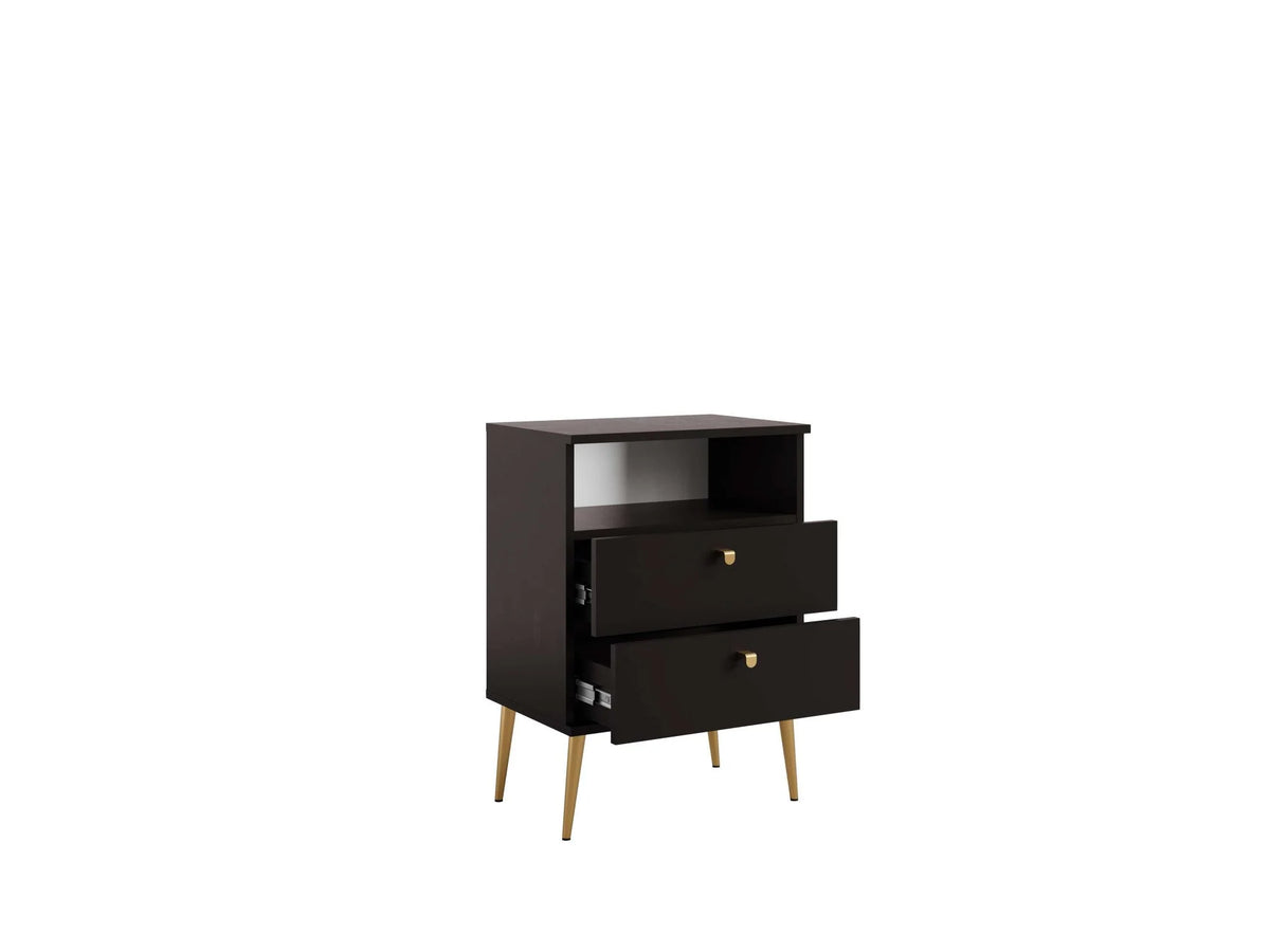 Elyria nightstand with elegant black design, metal shooters - 50 cm
