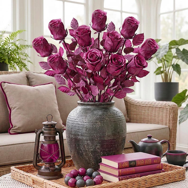 Crepe paper flowers, roses, bouquet, home decoration