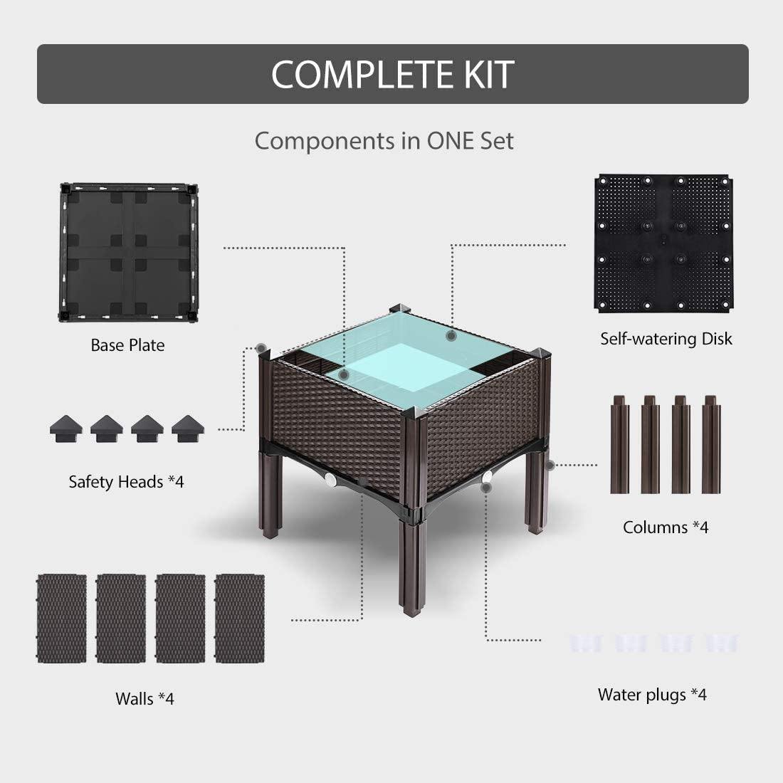 High Plastic Garden Kit for Plants and Vegetables - Set of 4