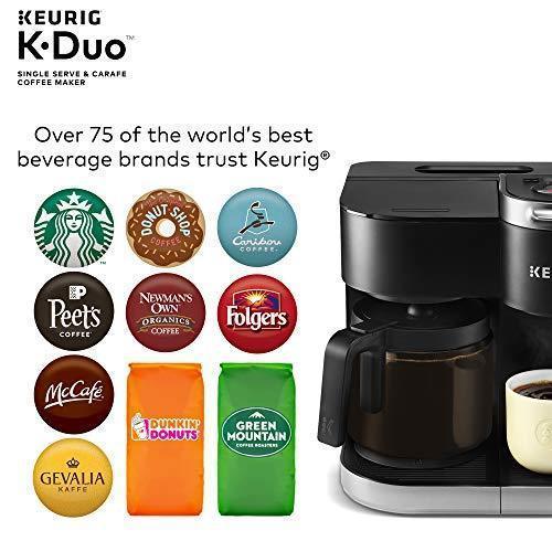 Keurig K-Duo coffee maker, one-bowl and 12 cups with drip coffee maker, Compatible with K-Cup and Molded Coffee Capsules, Black