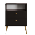 Elyria nightstand with elegant black design, metal shooters - 50 cm
