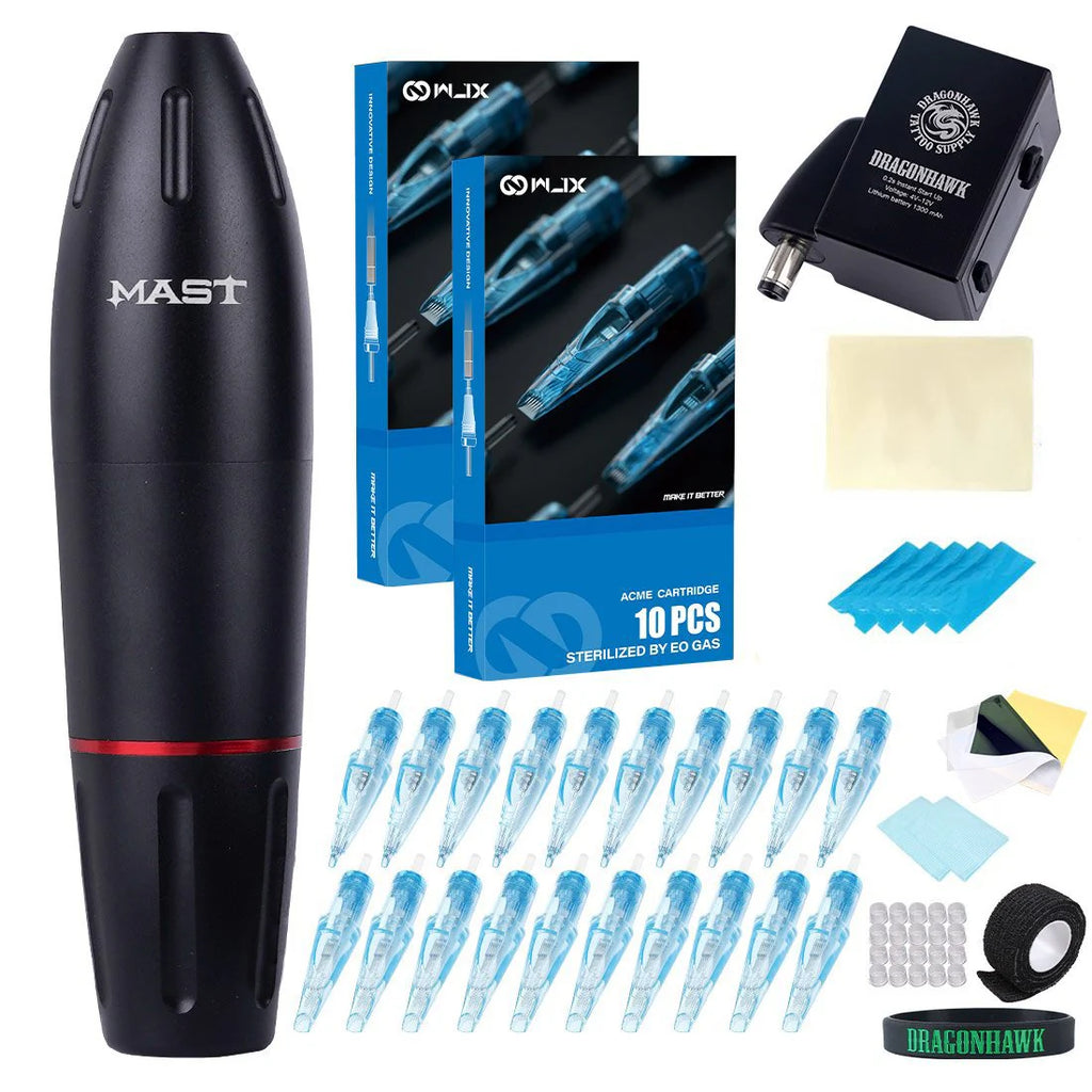 Tattage Machine Kit with Mast Pen WJX Piston and Battery Package
