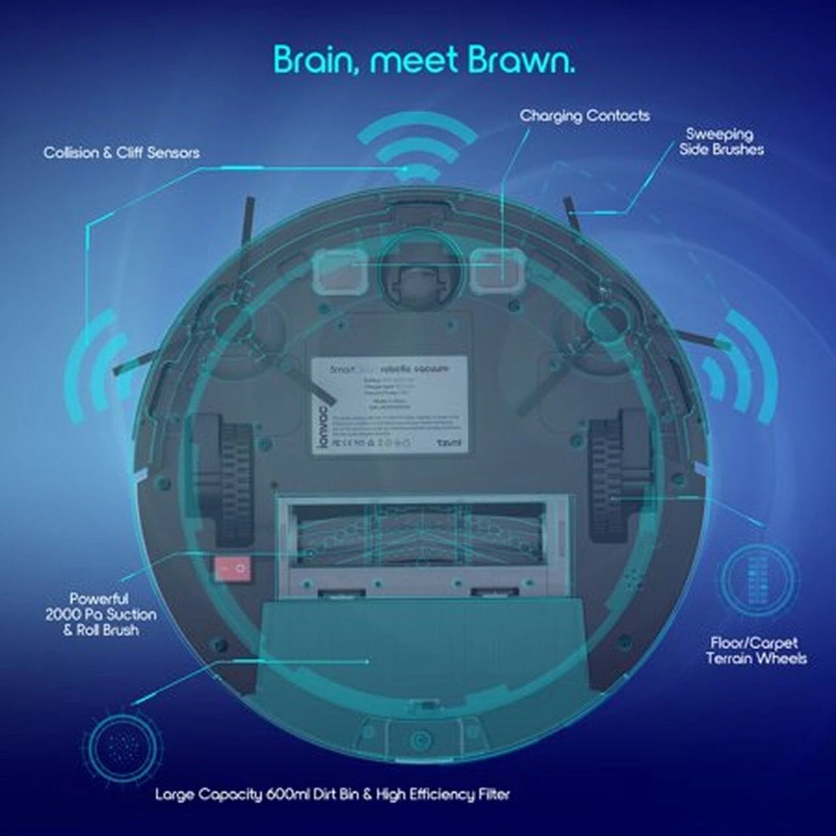 Ionvac Smartclean 2000 Robovac - Intelligent Robotic vacuum cleaner for Wood and Carpets Flooring, Controlled via Mobile App or Voice Command