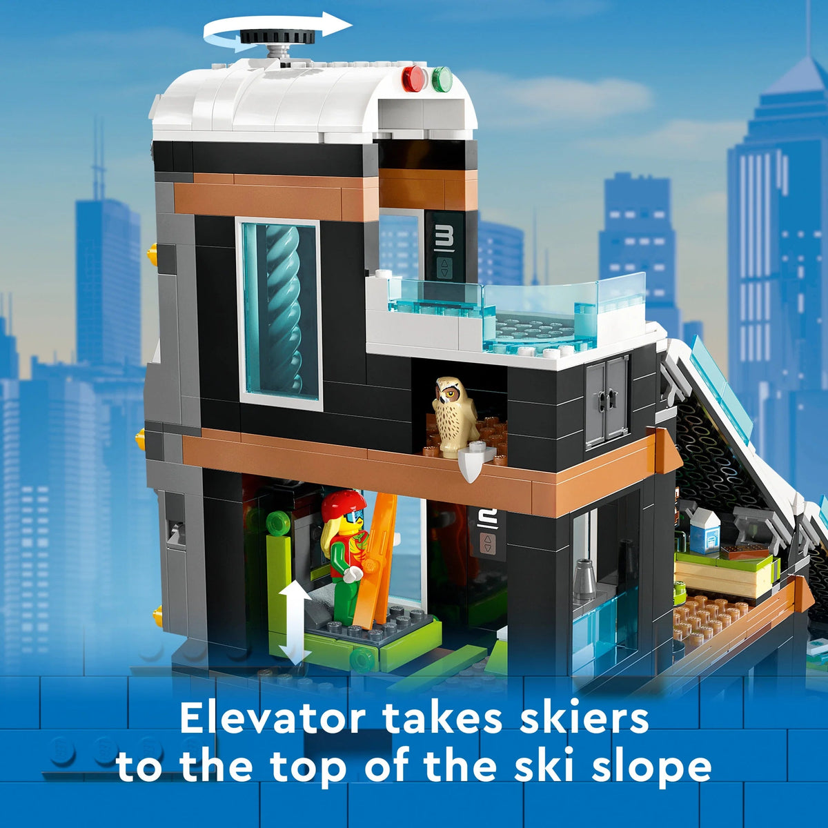 LEGO City 60366 Skiing and Escalating Center, 3 Level Construction Set with Skiing Track, 8 Minifigures and 2 Animal Figures for Imaginative Winter Sports Game, Fun Gift Idea for Children and Skiing Fans