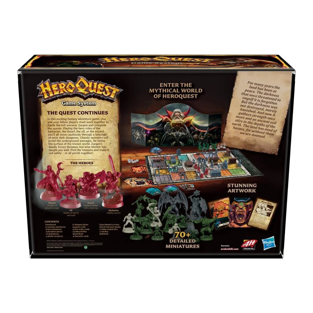Avalon Hill HeroQuest Table Game, Fantastic Mazmorre Adventure with Miniatures, for 2-5 Players, Ages 14 onwards