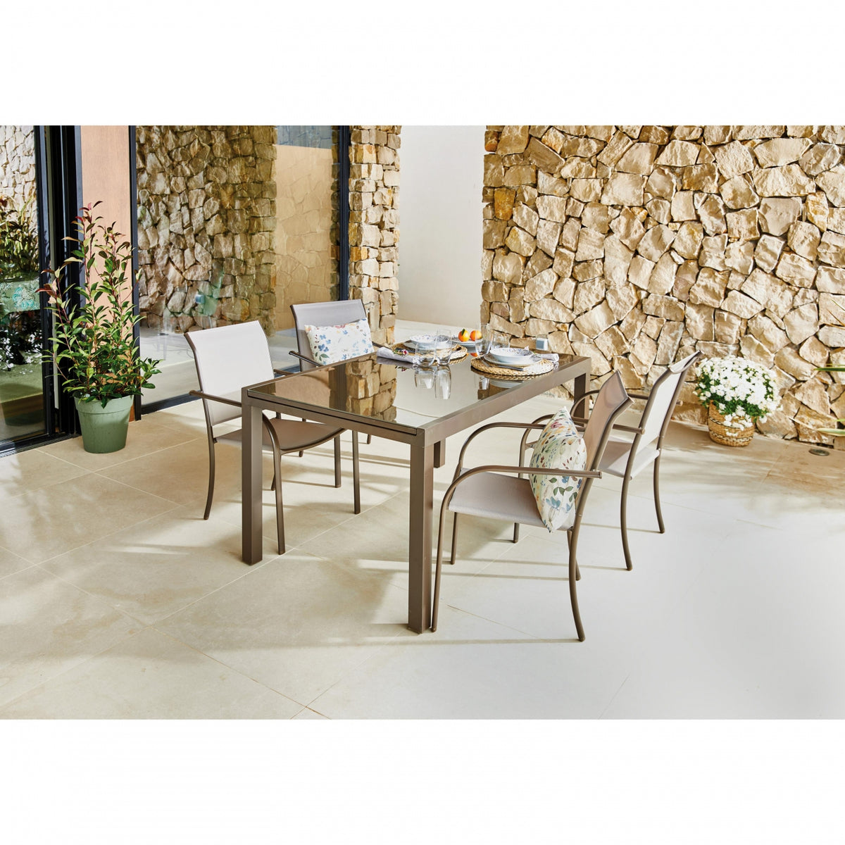 Set Málaga Extensible Table Extensible + 4 Chairs