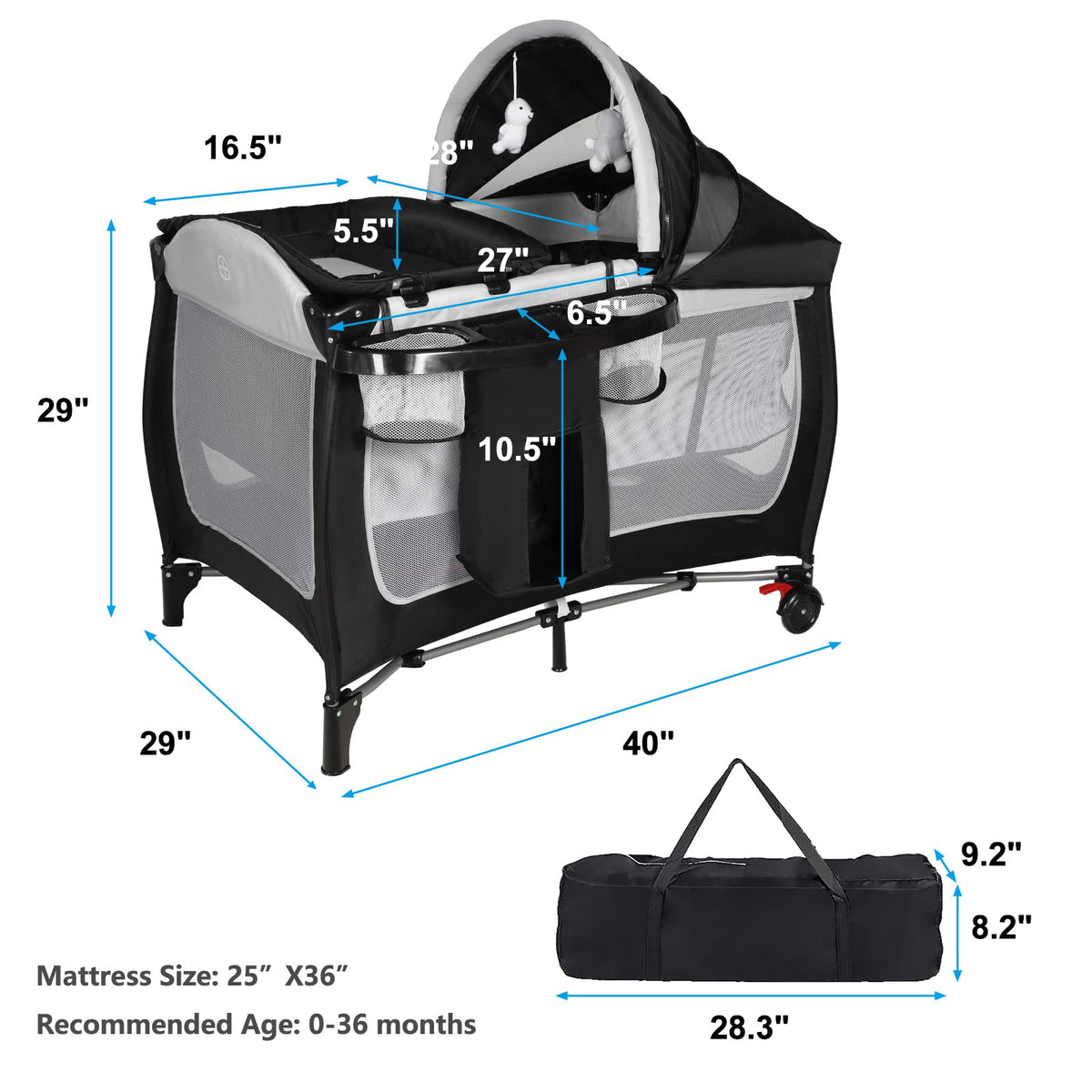 Kinder King Adjustable Portable Cot