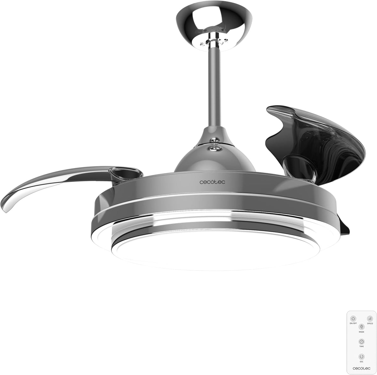 Cecotec Roof Fan with Retractable Asps and Invisible Energy Silence Aero 4280 Steel, 40 W, Diameter 42 Pulses (106 cm), Timer, 3 Tons of Light, Summer Function