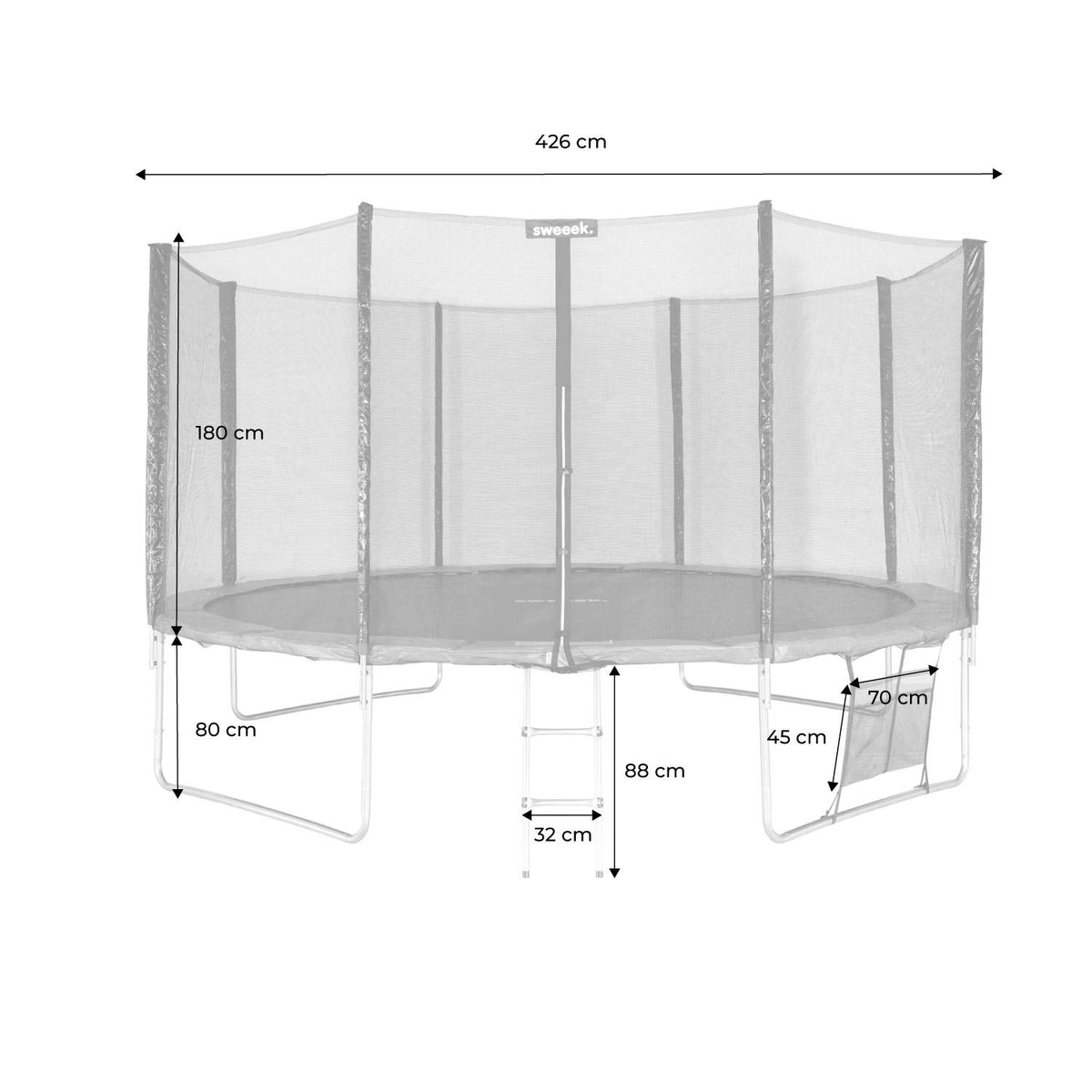 Trampoline With 430cm Accessories Pack, Grey