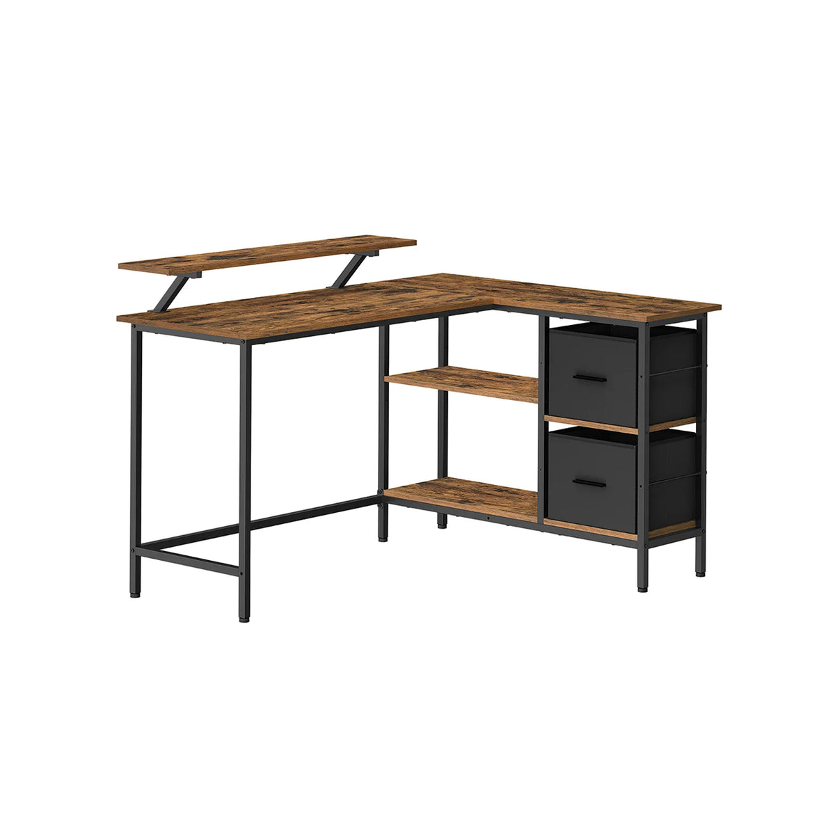 L-shaped desk with Spacious Boxes with Monitor Support