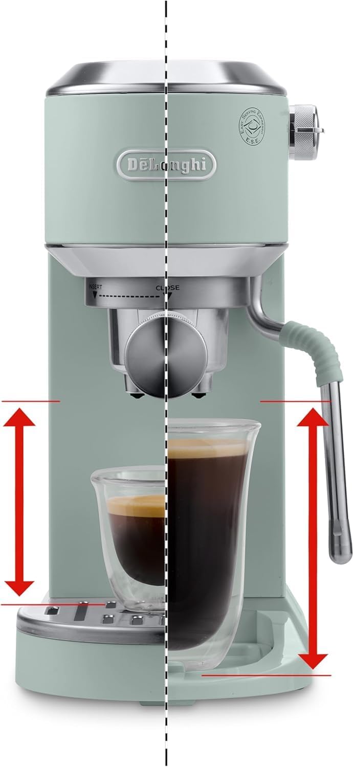 De 'Longhi Dedica - Inoxable Steel Pump Coffee Coffee Coffee Coffee, Espresso and Capuchino, 1.3 Litre Deposit, Antidote System, EC685.M Model, Metal Color