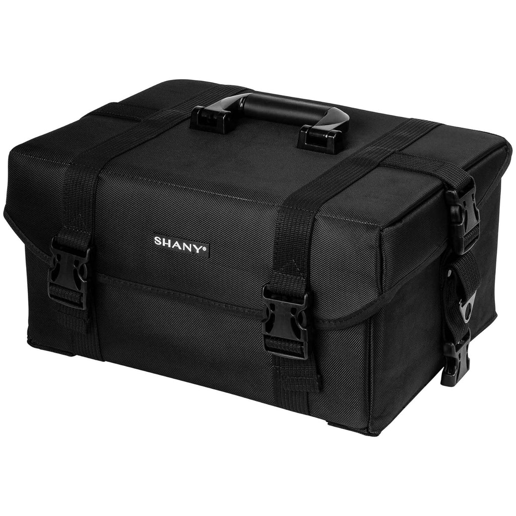 Azabache Black Vinyl Cosmetic Case with Wheels - Make-up Travel Bag