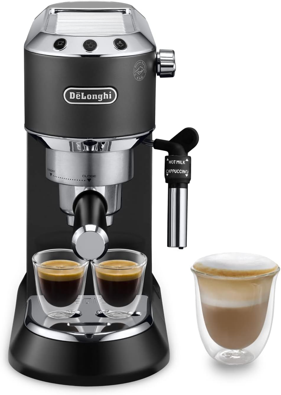 De 'Longhi Dedica - Inoxable Steel Pump Coffee Coffee Coffee Coffee, Espresso and Capuchino, 1.3 Litre Deposit, Antidote System, EC685.M Model, Metal Color