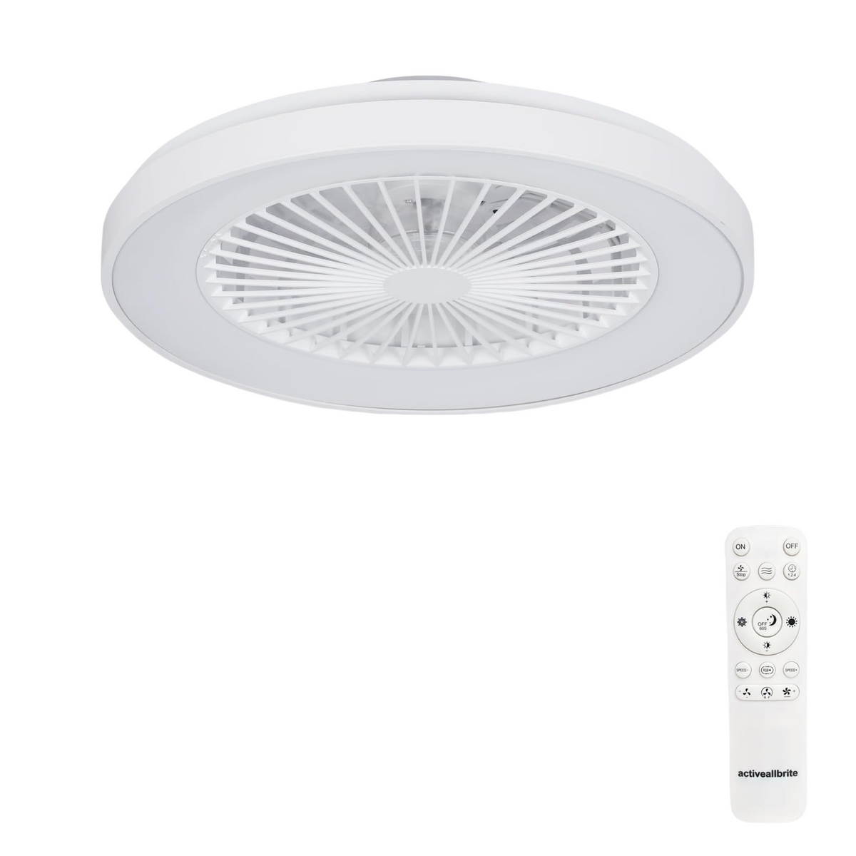 White Toilet Fan Activeallbrite, DC 20W Motor, Wind Speed Adjustable with Remote Control, Suitable for Bedroom and Children's Room